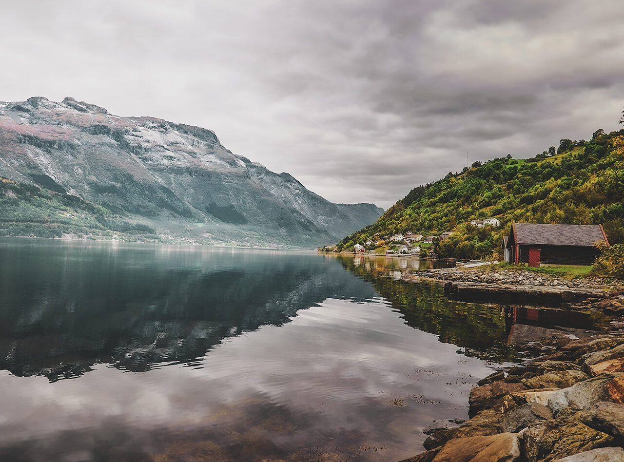Beautiful Norvegian national park at autumn.